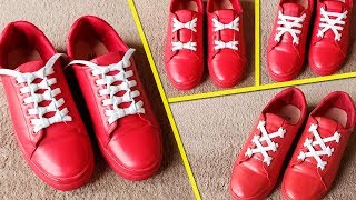 4 ways to tie Shoe Laces  how to lace shoes  shoe lacing styles  lace styles [upl. by Neellok]