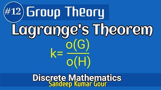 Lagranges theorem  Oder of the Group  Group Theory  Discrete Mathematics in Hindi [upl. by Arikehs]