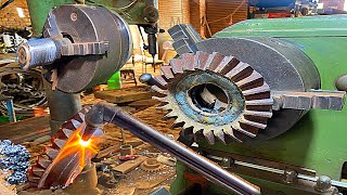 Wonderful Process of Restoration lawn mower gearbox gear on lathe machine in local factory [upl. by Vogel67]