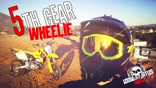 DRZ400SM  5th gear wheelie amp Power wheelies [upl. by Ynned]