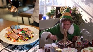 Diner Recreates Buddy The Elf’s Spaghetti Sundae Topped With Candy And Syrup [upl. by Lahpos352]