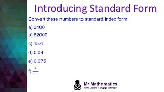 Introducing Standard Form  GCSE Maths  Mr Mathematics [upl. by Sivlek]