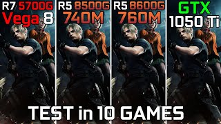 Ryzen 7 5700G vs Ryzen 5 8500G vs Ryzen 5 8600G vs GTX 1050 Ti  Test in 10 Games [upl. by Monto]