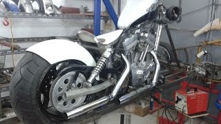 Harley Davidson Sportster Custom Chopper Bobber Wide tire conversion [upl. by Deirdre]