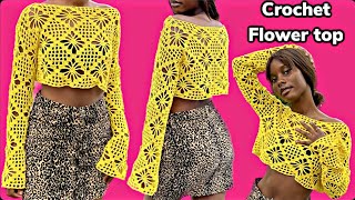 Crochet flower top tutorial  crochet floral lace stitch  crochet lace top  shylercrochets [upl. by Sauder921]