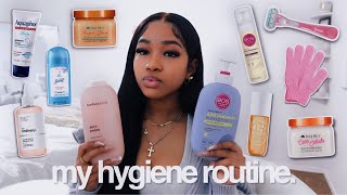 MY HYGIENE ROUTINE 🛀🏾  how to smell good 247 skin hair  dental care amp shower routine [upl. by Ecnarepmet]