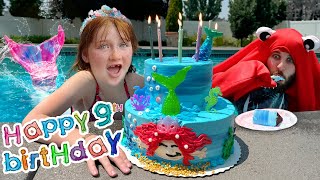 ADLEYS 9th MERMAiD BiRTHDAY Party in the Deep Sea with Mermaids Hermit Crabs and Magic Powers [upl. by Nylkaj]