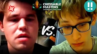 Angry Magnus Carlsen keeps on Cursing after 17 yr old Denis Lazavik defeated him  CHESSABLE MASTERS [upl. by Nerahs]