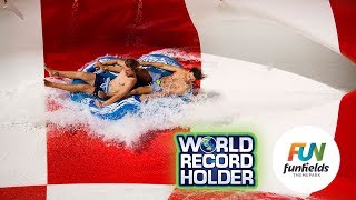 Typhoon Worlds Longest CannonBowl Waterslide  Funfields Theme Park [upl. by Toth]