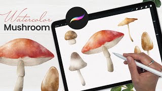 How To Draw Watercolor Mushroom • Procreate • Easy iPad Art Tutorial [upl. by Orsola]