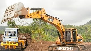 Large Excavator And Bulldozer Working [upl. by Herrle]