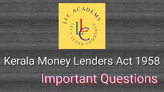 Kerala Money Lenders Act important questions  kerala psc state tax officer exam preparation [upl. by Hesoj634]