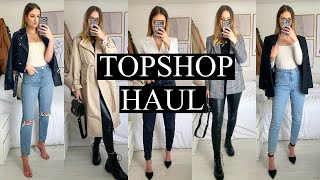 NEW IN TOPSHOP HAUL  SPRING OUTFITS amp NEW FAVOURITE JEANS [upl. by Figge346]