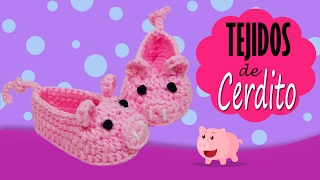 Zapatitos de cerdito tejidos a crochet [upl. by Ayotan]