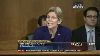 SENATOR ELIZABETH WARREN DMA GRILLS CHAIRMAN OF THE FED BEN BERNANKE [upl. by Aivek]