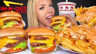 ASMR IN N OUT MUKBANG ANIMAL STYLE FRIES EXTRA CHEESE DOUBLE CHEESEBURGER 먹방 꿀벌 [upl. by Elik]