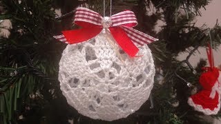 Pallina di Natale Uncinetto Tutorial 🎄 Crochet Christmas Ball Ornaments 🎁 Esfera de Navidad Crochet [upl. by Elauqsap188]