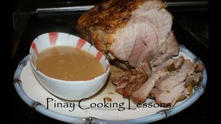 GARLIC ROAST PORK with GRAVY with English subtitles [upl. by Ahsiket]