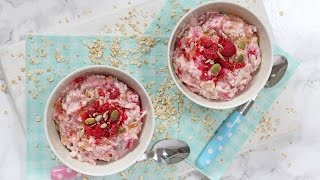 Raspberry Bircher Muesli  Healthy Family Breakfast [upl. by Arimas]