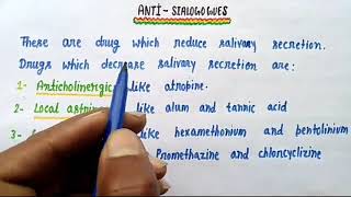 Pharmacology SIALOGOGUES ANTISIALOGOGUES [upl. by Festus686]