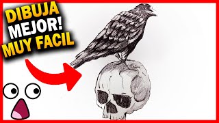 🔥 COMO 🅳🅸🅱🆄🅹🅰🆁 UN CUERVO paso a paso FACIL REALISTA ▶☑️ Curso de Dibujo  RAVEN speed drawing [upl. by Seagraves]