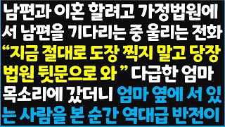 신청사연 남편과 이혼 할려고 가정법원에서 남편을 기다리는 중 울리는 전화 quot 지금 절대로 도장 찍지 말고 당장 법원 뒷문으로 와quot 신청사연사이다썰사연라디오 [upl. by Barra]