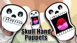 How to Make Paper Skulls Hand Puppet  Halloween Crafts  Easy and Simple DIY  Hand puppet for kids [upl. by Ylak]