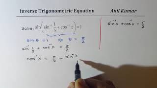 sinarcsin 15  arccos x  1 Inverse Trigonometric Equation NCERT 12 [upl. by Kahlil]