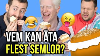 VEM KAN ÄTA FLEST SEMLOR SEMMELÄTARTÄVLING MED VIKTOR NICLAS amp JONATAN [upl. by Morrissey484]