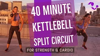 40 Minute Kettlebell Split Circuit Workout For Strength amp Cardio [upl. by Michal]