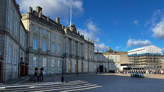 Changing of guards Amalienborg Palace  Copenhagen  Denmark 🇩🇰 [upl. by Mcwherter]