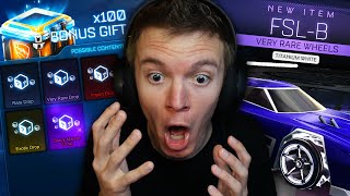 OPENING 100 BONUS GIFT CRATES IN ROCKET LEAGUE [upl. by Mccahill]