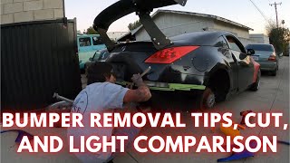 350Z BUMPER CUT Plus Removal Install Tips Reverse Light and License Plate Bulb Review [upl. by Kenric]