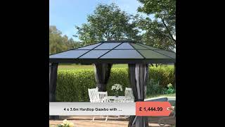 4 x 36m Hardtop Gazebo with UV Resistant Polycarbonate Roof amp Aluminium Frame Garden Pavilion w [upl. by Idnahc761]