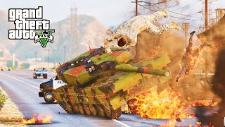 GTA 5 PANZER87 TANK CRASHES IMPACT COMPILATIONS POLICE CHASE  DESTRUCTION [upl. by Aikemat]