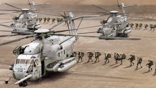 Massive US Marines CH53 Helicopters Invasion During Live Exercise [upl. by Eirrotal]