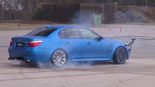 BEST of BMW M5 V10 BURNOUT DRIFTS REVS [upl. by Neeoma]