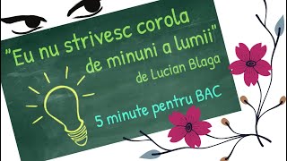 ”Eu nu strivesc corola de minuni a lumii” de Lucian Blaga Bacalaureat [upl. by Herbert]