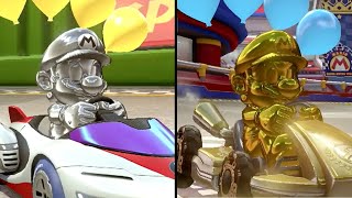 Mario Kart 8 Deluxe  Multiplayer  Random Battle  Metal Mario vs Gold Mario [upl. by Sumer647]