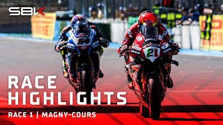 Highlights of a dramatic Race 1 at MagnyCours 🤯  FRAWorldSBK 🇫🇷 [upl. by Guthrey]