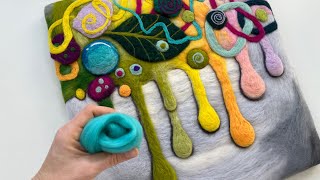 What Painting with wool  creative felting art tutorial step by step [upl. by Morven]