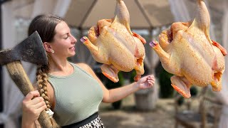 Whole Fried Chicken Recipe l Relaxing Cooking in Village ASMR [upl. by Omrelliug]