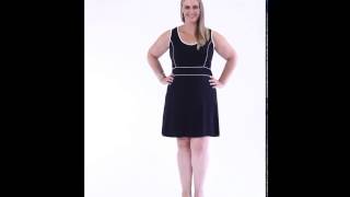 Vestido Decote Redondo Preto e Branco Plus Size  Marguerite  Posthaus [upl. by Nessnaj]