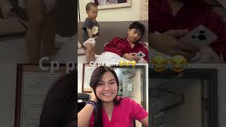 Sinubuan ni baby si daddy😂😂😂 funnyshorts funny shortsfeed duet funnyvideos funnybabies [upl. by Nolyarg1]