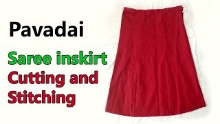 Saree inskirt cutting and stitching pavadai Inskirt easy cutting method for beginners [upl. by Eruot]