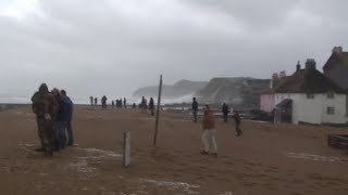 4 METER WAVES HIT WEST BAY DORSET [upl. by Ellertnom]