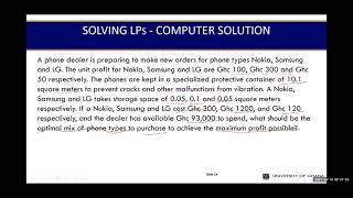 UGBS 301 LP MODELLING USING EXCEL SOLVER [upl. by Safir686]