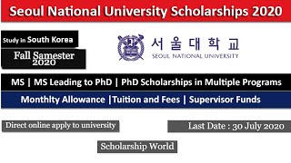 Seoul National University Admissions amp Scholarship announced for Combined Master and PhD Programs [upl. by Bonneau]