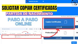 COPIAS CERTIFICADAS PARTIDA DE NACIMIENTO ONLINE Paso a Paso SIN IR AL REGISTRO Nueva Pagina Saren [upl. by Heindrick]