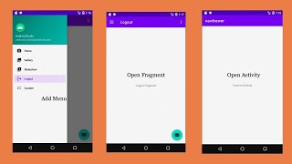 Android Studio Navigation Drawer With Fragment and Activity  Custom Navigation Drawer [upl. by Charmain]